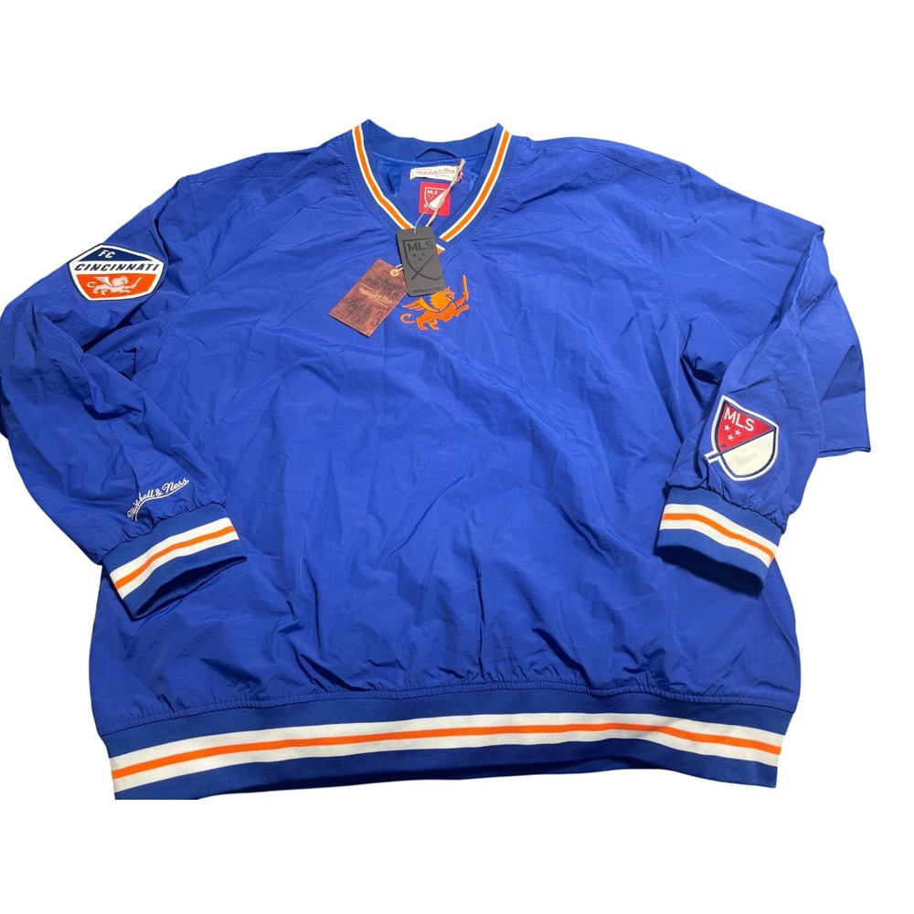 Mitchell & Ness Men's FC Cincinnati Nylon Pullover‎ Windbreaker Jacket Blue 2XL